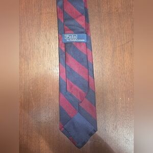 Polo Ralph Lauren Tie | Handmade in Italy | 100% Silk Stripe | Navy Burgundy
